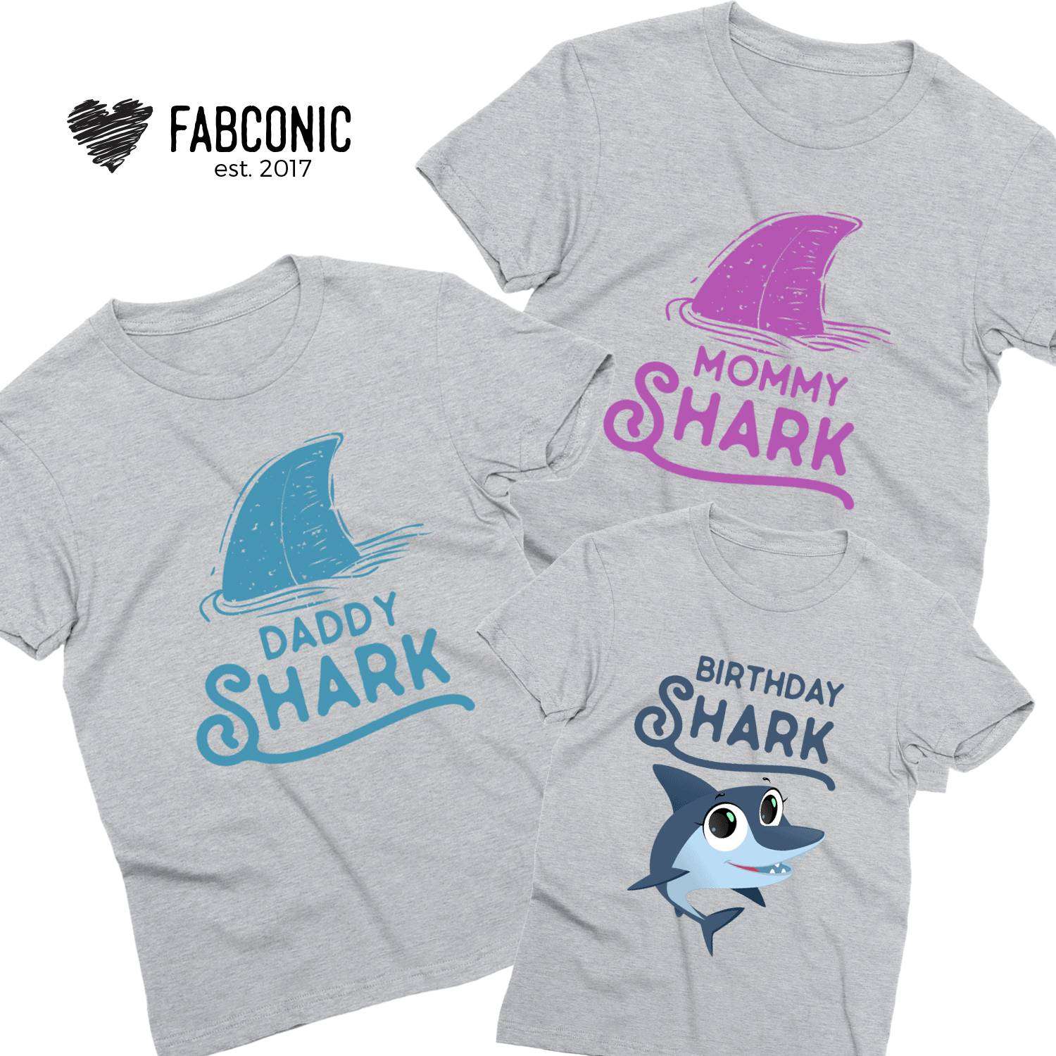 family shark birthday shirts