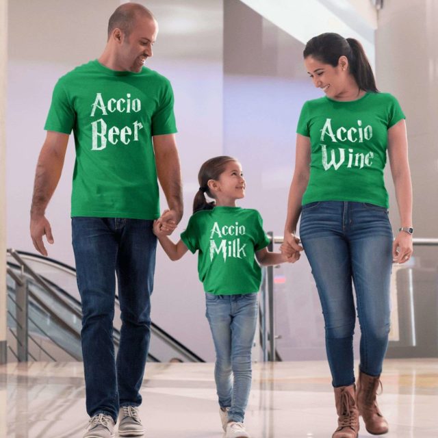 St. Patrick's Day Funny Family Shirts, Accio Beer, Accio Wine, Accio Milk, Family Shirts
