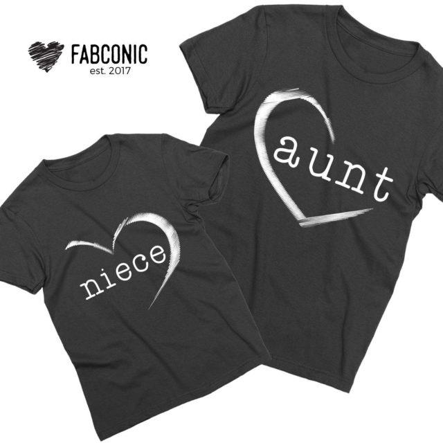 Aunt Niece Gift, Half Heart, Family Shirts, Matching Aunt and Niece