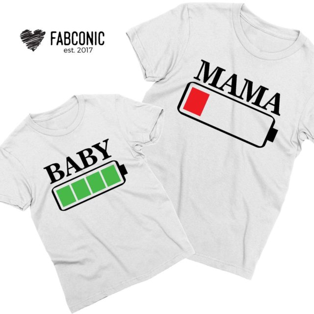 Mommy Baby Battery Shirts, Battery Full, Battery Empty, Mother & Kid Shirts