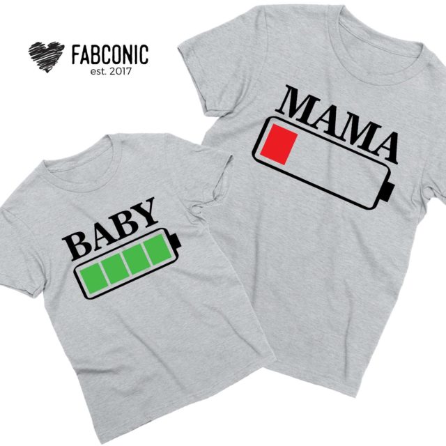 Battery Low Battery Full Shirts, Daddy and Baby, Father & Kid Shirts