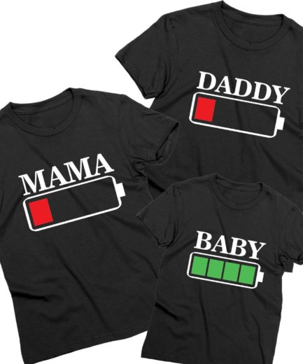 Mommy Daddy Baby Battery Shirts, Family Battery Full Battery Low Shirts