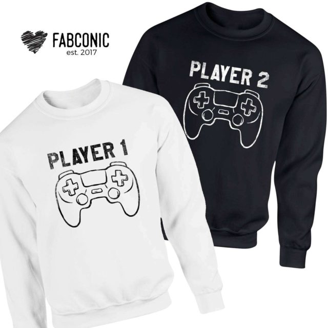 Player 1 Player 2 Sweatshirts, Matching Couple Sweatshirts, Gift for Couples