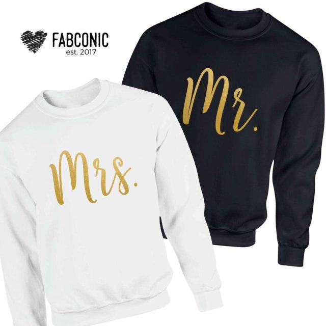 Mr Mrs Couple Sweatshirts, Matching Sweatshirts, Wedding Gift for Couple
