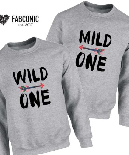 Wild One Mild One Sweatshirts, Family Sweatshirts, Matching Crewnecks