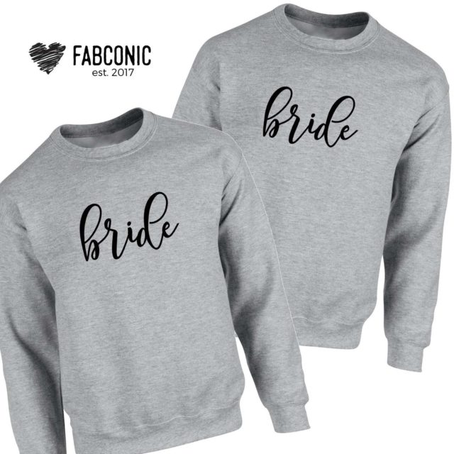 Bride Bride Couple Sweatshirts, Lesbian Wife Sweatshirt, Matching Sweatshirts
