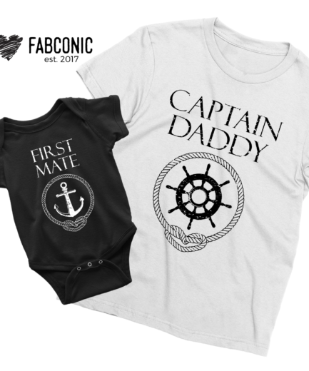 Fathers Day Gift, Captain Daddy, First Mate, Father & Kid Shirts