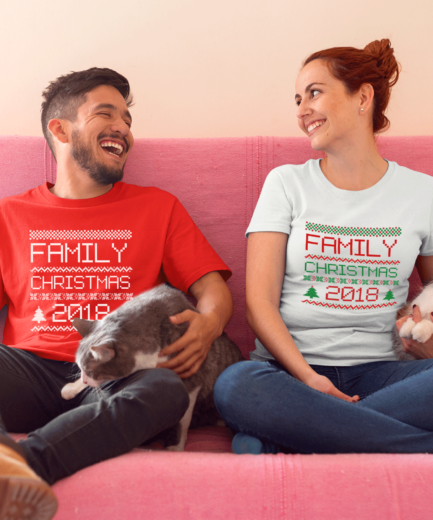 Family Christmas Shirts, Custom Family Name Couple Shirts