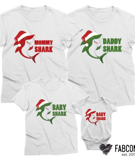 Baby Shark Christmas, Daddy Shark, Mommy Shark, Christmas Family Shirts