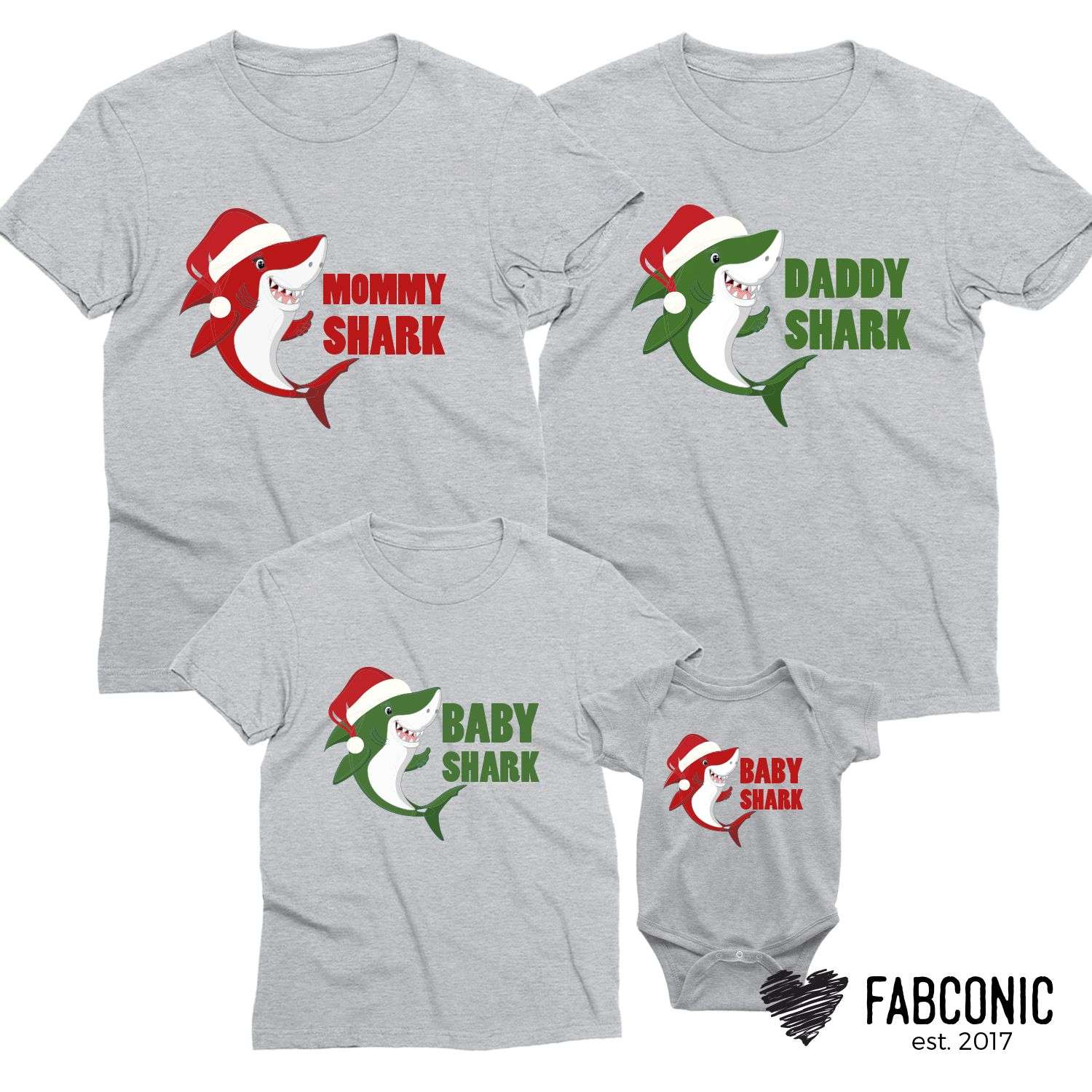 Baby Shark Christmas, Daddy Shark, Mommy Shark, Christmas Family Shirts