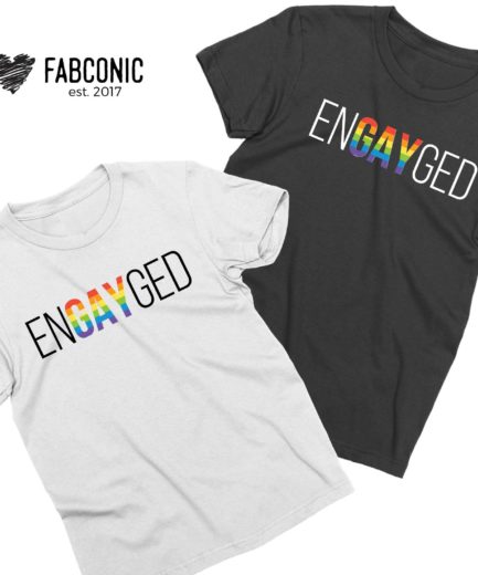 EnGAYged LGBT Pride Shirts, Rainbow Pattern, Couple Shirts