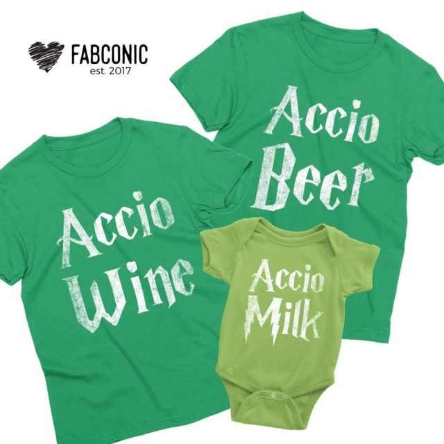 St. Patrick's Day Funny Family Shirts, Accio Beer, Accio Wine, Accio Milk, Family Shirts