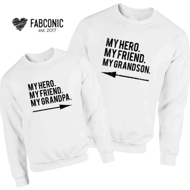 Grandpa Father's Day Gift, My Hero My Grandpa My Grandson, Family Sweatshirts