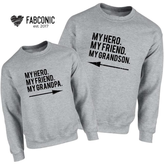 Grandpa Father's Day Gift, My Hero My Grandpa My Grandson, Family Sweatshirts