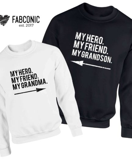 Grandma Grandson Sweatshirts, My Hero My Grandma My Grandson, Family Sweatshirts