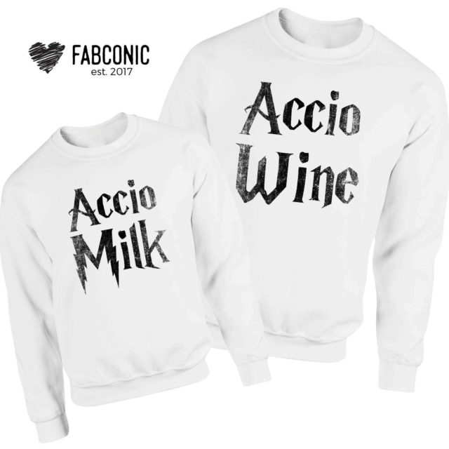 Accio Milk Accio Wine Sweatshirts, Family Sweatshirts, Funny Accio Sweatshirts