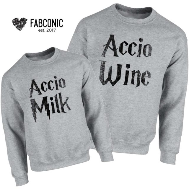 Accio Milk Accio Wine Sweatshirts, Family Sweatshirts, Funny Accio Sweatshirts