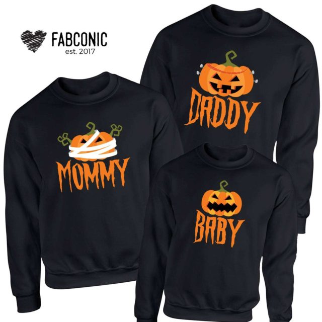 Halloween Pumpkin Sweatshirts, Mommy Daddy Baby Pumpkin, Family Sweatshirts