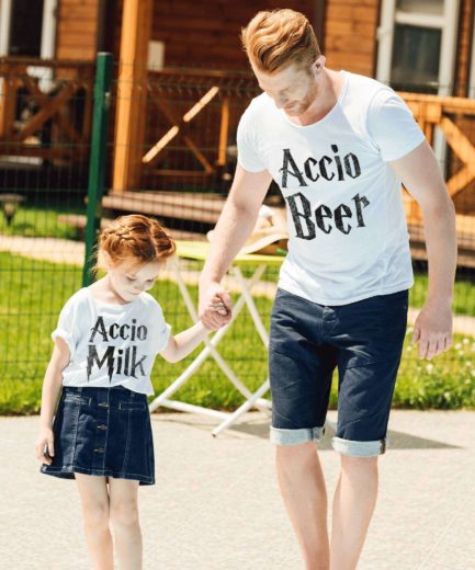 Accio Beer Accio Milk Shirts, Matching Father & Kid Shirts