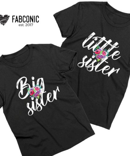 Matching Sister Shirts, Big Sister, Little Sister, Flowers, Siblings Shirts