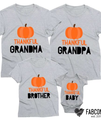 Thanksgiving Grandparents Shirts, Thankful Grandpa Grandma Baby, Family Shirts