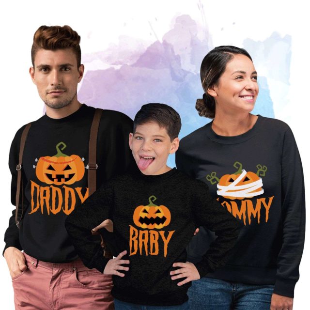 Halloween Pumpkin Sweatshirts, Mommy Daddy Baby Pumpkin, Family Sweatshirts