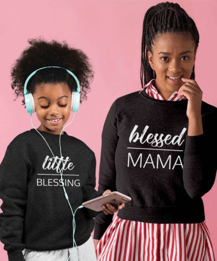Blessed Mama Little Blessing Sweatshirts, Family Sweatshirts, Mommy and Me