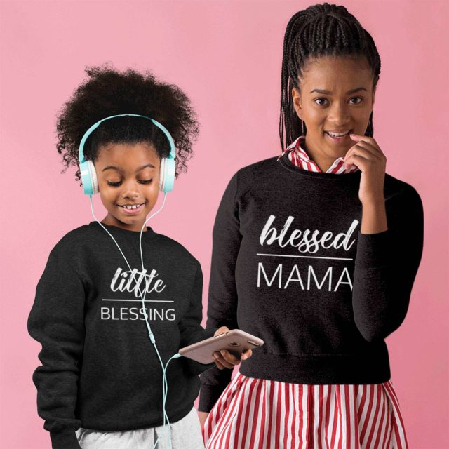 Blessed Mama Little Blessing Sweatshirts, Family Sweatshirts, Mommy and Me