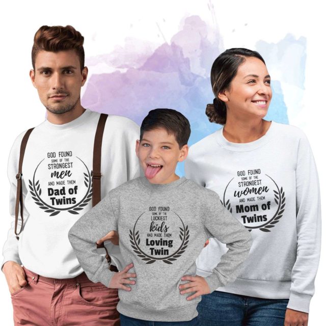 Twins Family Sweatshirts, Mom of Twins Dad of Twins Loving Twin, Family Sweatshirts