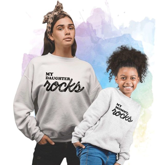 Mommy Daughter Sweatshirts, My Mommy Rocks My Daughter Rocks, Family Sweatshirts