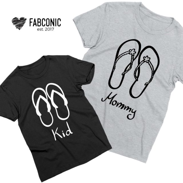 Mommy Baby Beach Shirts, Flip Flops, Mother & Kid Shirts
