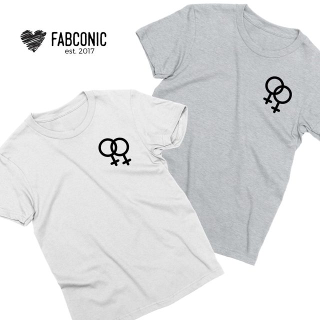 Female Gender Signs Shirts, Female/Female, Matching Couple Shirts