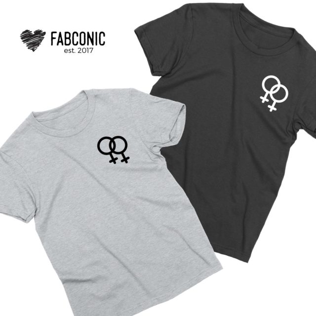 Female Gender Signs Shirts, Female/Female, Matching Couple Shirts