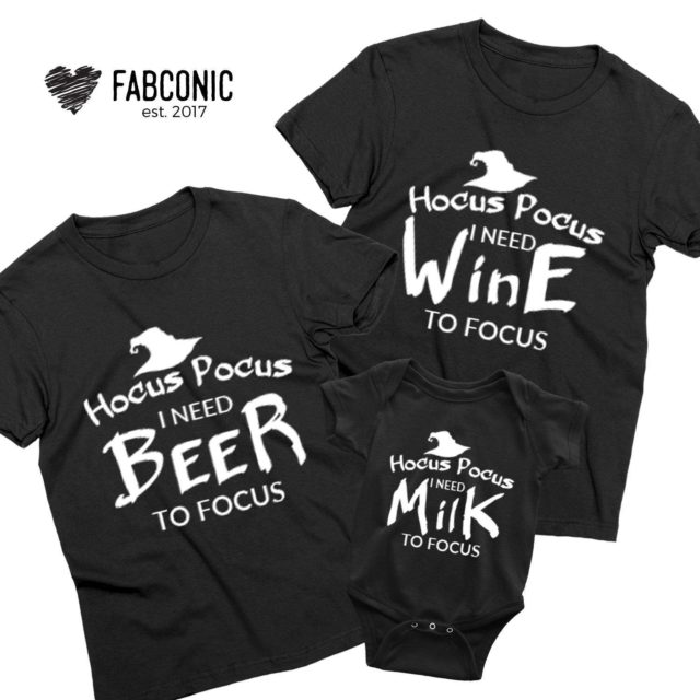Hocus Pocus Family Shirts, I need Beer Wine Milk, Family Shirts