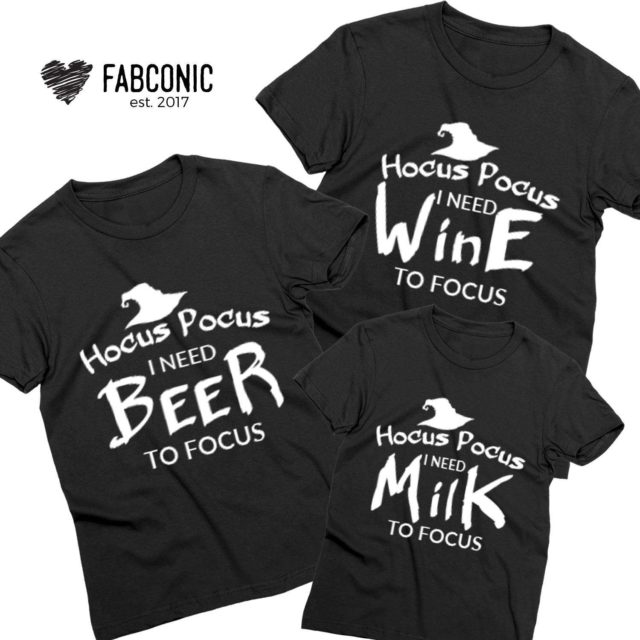 Hocus Pocus Family Shirts, I need Beer Wine Milk, Family Shirts