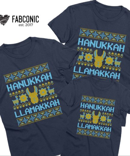 Hanukkah Llamakkah Family Shirts, Matching Shirts for Hanukkah