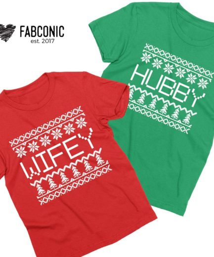 hubby and wifey christmas shirts