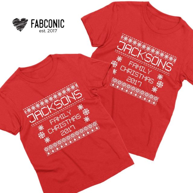 Ugly Christmas Shirts, Custom Name Family Christmas, Family Shirts