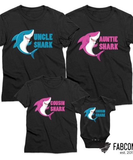 Auntie Shark Gift, Uncle Shark, Baby Shark, Neon, Family Shirts