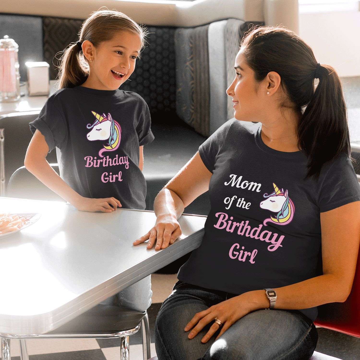 Mom & Dad Family Unicorn New Design Birthday Girl Customized WHITE T-Shirts