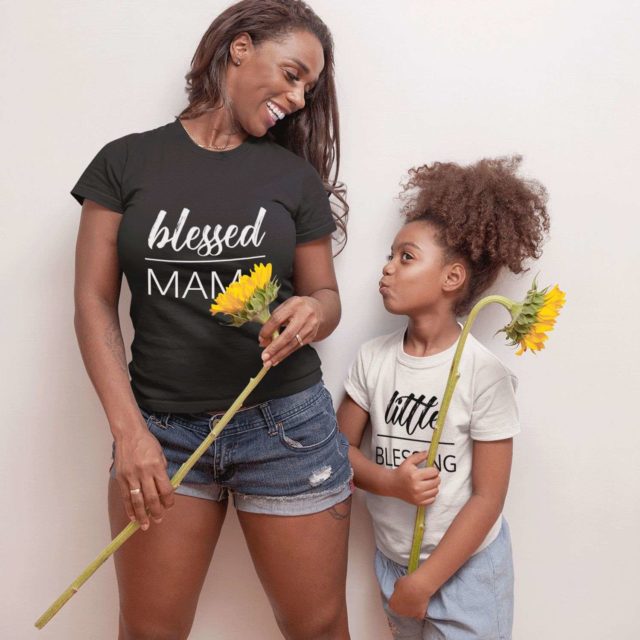 Blessed Mama Little Blessing Shirts, Mother & Kid Shirts