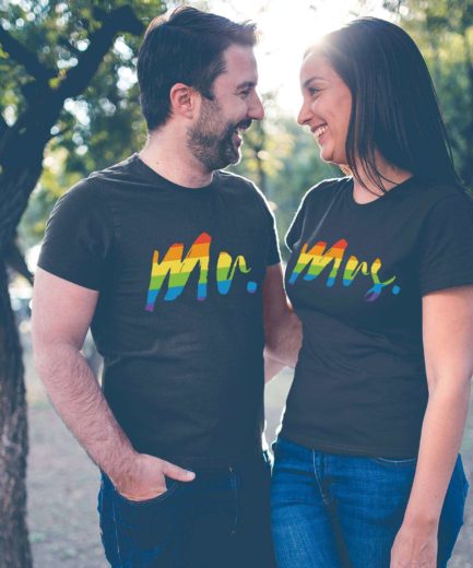 Mr and Mrs Rainbow Shirts, Couple Shirts, Matching Couple Shirts