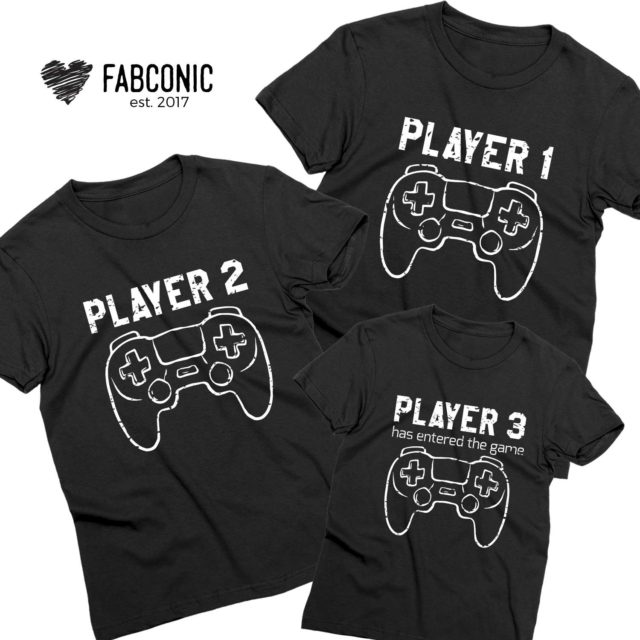 Player 1 Player 2 Shirts, Player 3, Family Matching Shirts