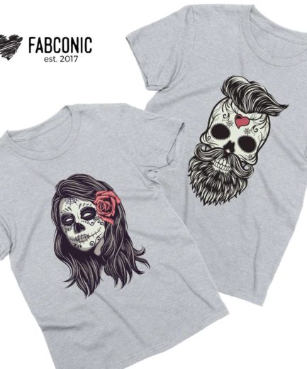 Hipster Skeleton Shirt, Matching Halloween Couple Shirts