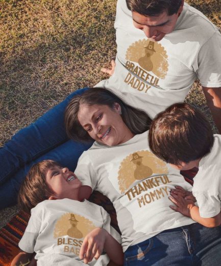 Grateful Daddy Thankful Mommy Blessed Baby, Family Shirts