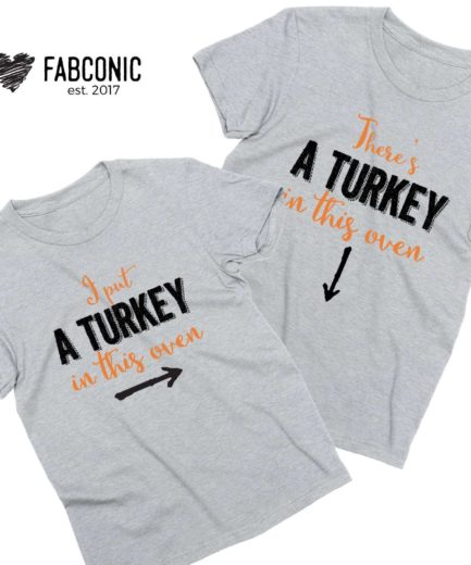 Thanksgiving Couple Shirts, Pregnancy Reveal Shirts for Couple