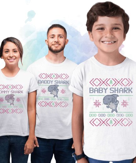 Shark Family Christmas Shirts, Baby Shark, Daddy Shark, Mommy Shark