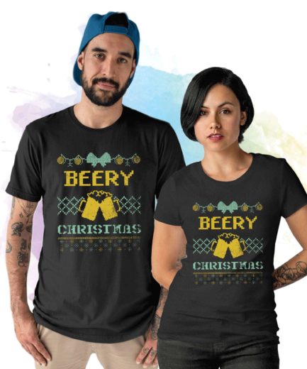Beer Christmas Shirt, Beery Christmas Couple Shirts, Funny Beer Shirt