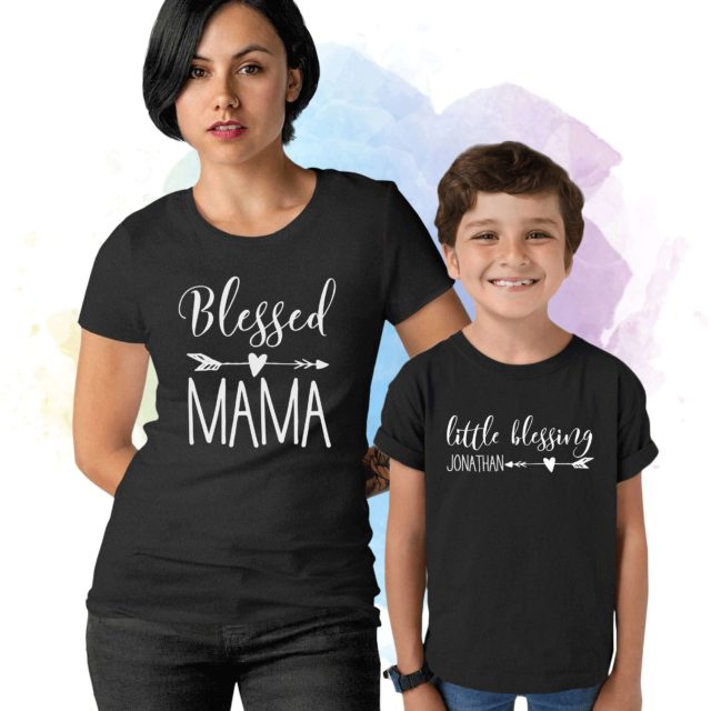 Mother Son Shirts, Blessed Mama Little Blessing, Mother & Kid Shirts