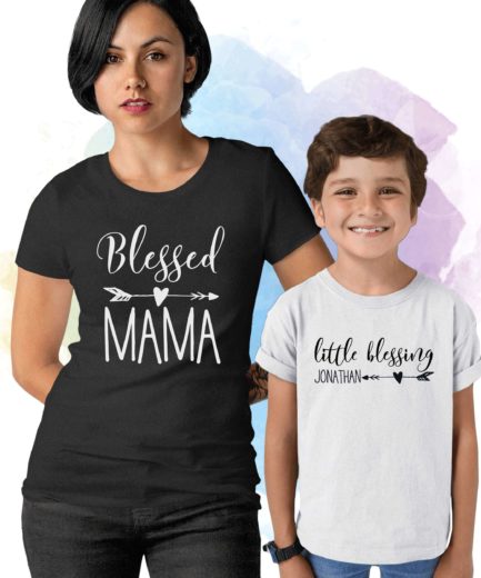 Mother Son Shirts, Blessed Mama Little Blessing, Mother & Kid Shirts